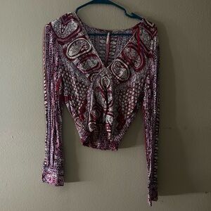 Free people purple long sleeve crop top